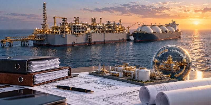 التطوير المتقدم لمشروعات وحدات التخزين وإعادة التغويز العائمة والإدارة التجارية والتعاقدية وإدارة الأصول